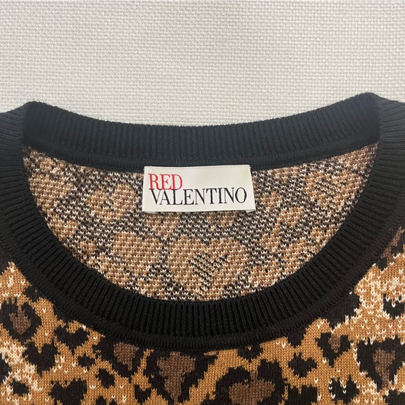 RED VALENTINO Leopard Print Long Sleeve Mini Sweater Dress Size M - Picture 5 of 10